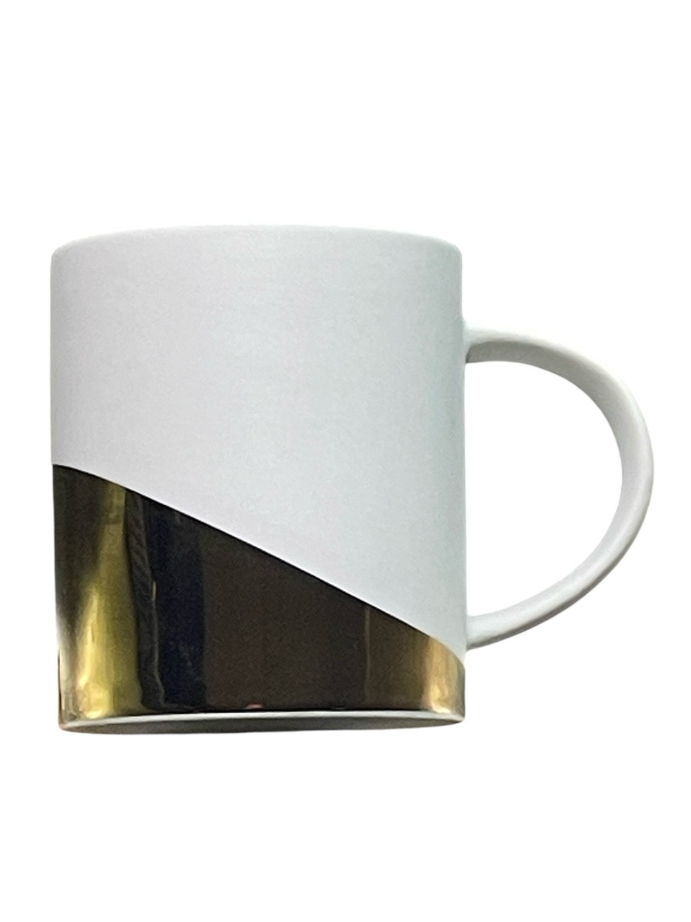 STARBUCKS Retired ceramic “Dipped in Gold” design on matte white - curved band